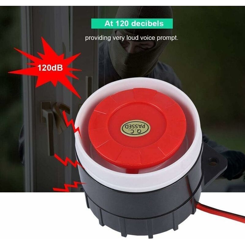 12v 120db Kabelgebundene Alarmsirene – Kompakt Und Leicht – Für Heimvideoüberwachungssysteme – Material: Kunststoff Und Metall