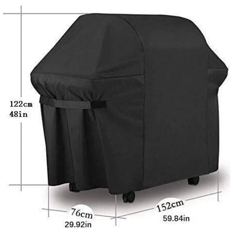 Grillabdeckung 152 X 76 X 122 Cm, 210d Oxford-gewebe, Schutzhülle, Uv-beständig, Wasserdicht, Feuchtigkeitsabweisend, Geeignet Für Weber- Und Brinkmann-grills, Schwarz