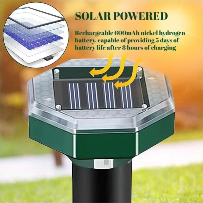 Ultraschall-maulwurfsvertreiber – 4er-pack – Frequenz: 400 Bis 1000 Hz – Solarbetrieben – Wasserdicht Für Den Außenbereich