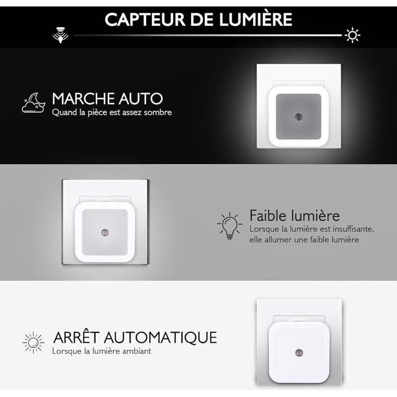 6er-pack Automatische Led-nachtlichter Mit Lichtsensor – Sanftes Licht Für Kinderzimmer – 220 V, 0,5 W, 2000 Stunden