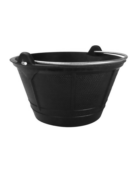 Italienischer Schwarzer Kunststoffeimer, 10 Liter, Mit Metallgriff