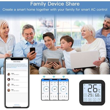 Tuya Smart Wifi Infrarot-klimaanlagenthermostat Mit Lcd-bildschirm, App-steuerung, Temperatur- Und Feuchtigkeitssensor, Kompatibel Mit Alexa Home Für Mini-split- Und Tragbare Klimaanlagen.