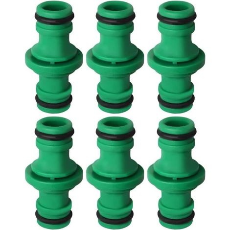 Set Mit 6 Doppelseitigen Schlauchverbindern, Grün, Geeignet Für Autowäsche Und Gartenschlauchanschluss.