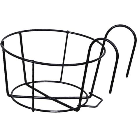 Runder Pflanzkübel Mit Geländerhalterung, Zaunregal, Hängekorb Aus Eisen, Eisenhalterung Für Balkon, Terrasse Oder Veranda, Schwarz, 12 Cm