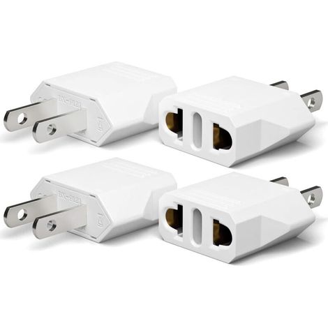 4er-pack Reiseadapter-set: Usa-steckeradapter, Frankreich-usa-steckeradapter, Usa-deutschland-steckeradapter, Europa-steckeradapter (amerika/kanada/mexiko/italien/schweiz/brasilien) – Weiß