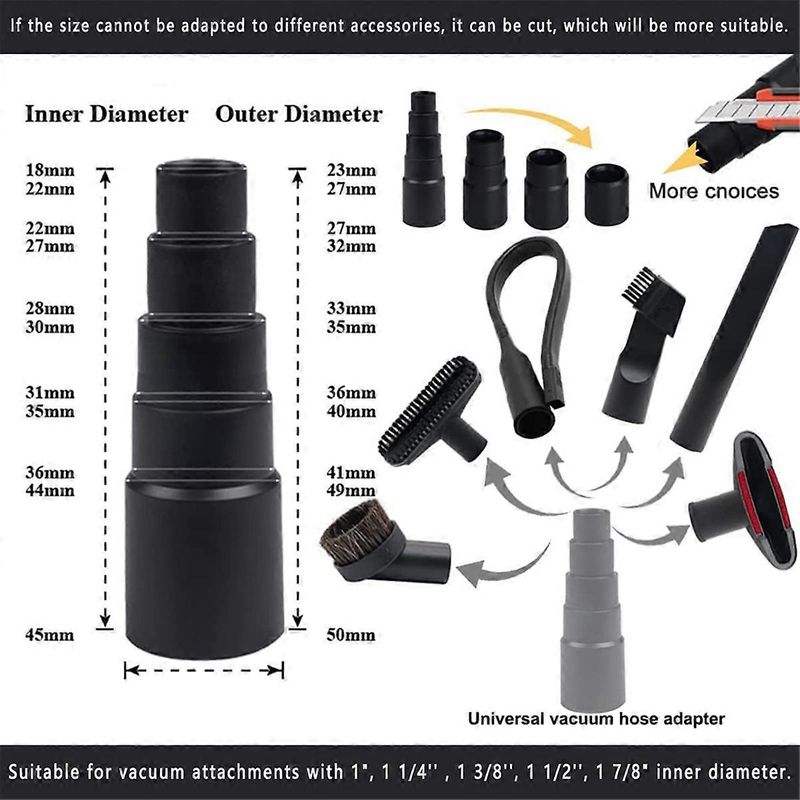 8-teiliges Universal-staubsaugerzubehörset, Kunststoff-staubsaugerschlauchadapter Für Nass- Und Trockensaugen, Kompatibel Mit 1-1/4 Zoll Staubsauger (a).