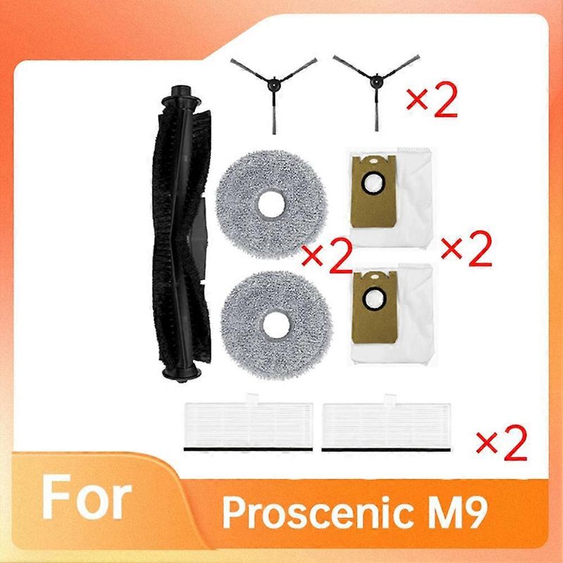 Zubehör Für Den Proscenic M9 Staubsauger: Hauptbürste, Filter Und Staubbeutel.