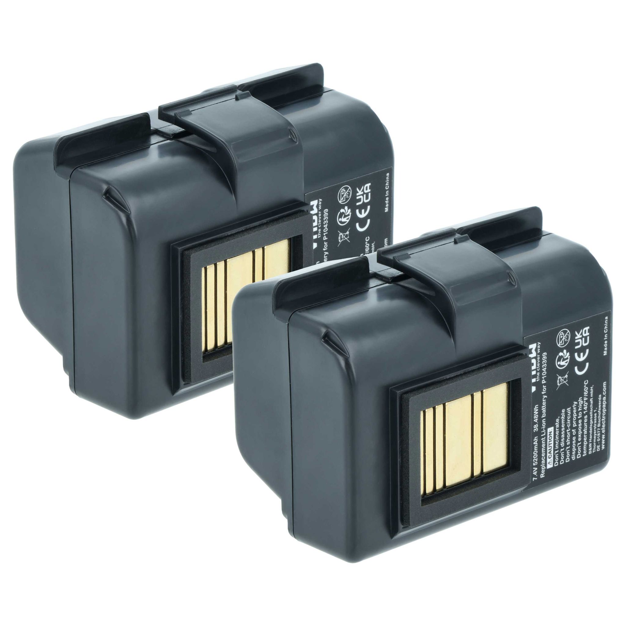 Vhbw 2x Akku Kompatibel Mit Zebra Zq630 Rfid, Zq630, Zr628, Zr638 Drucker Kopierer Scanner Etiketten-drucker (5200 Mah, 7,4 V, Li-ion)