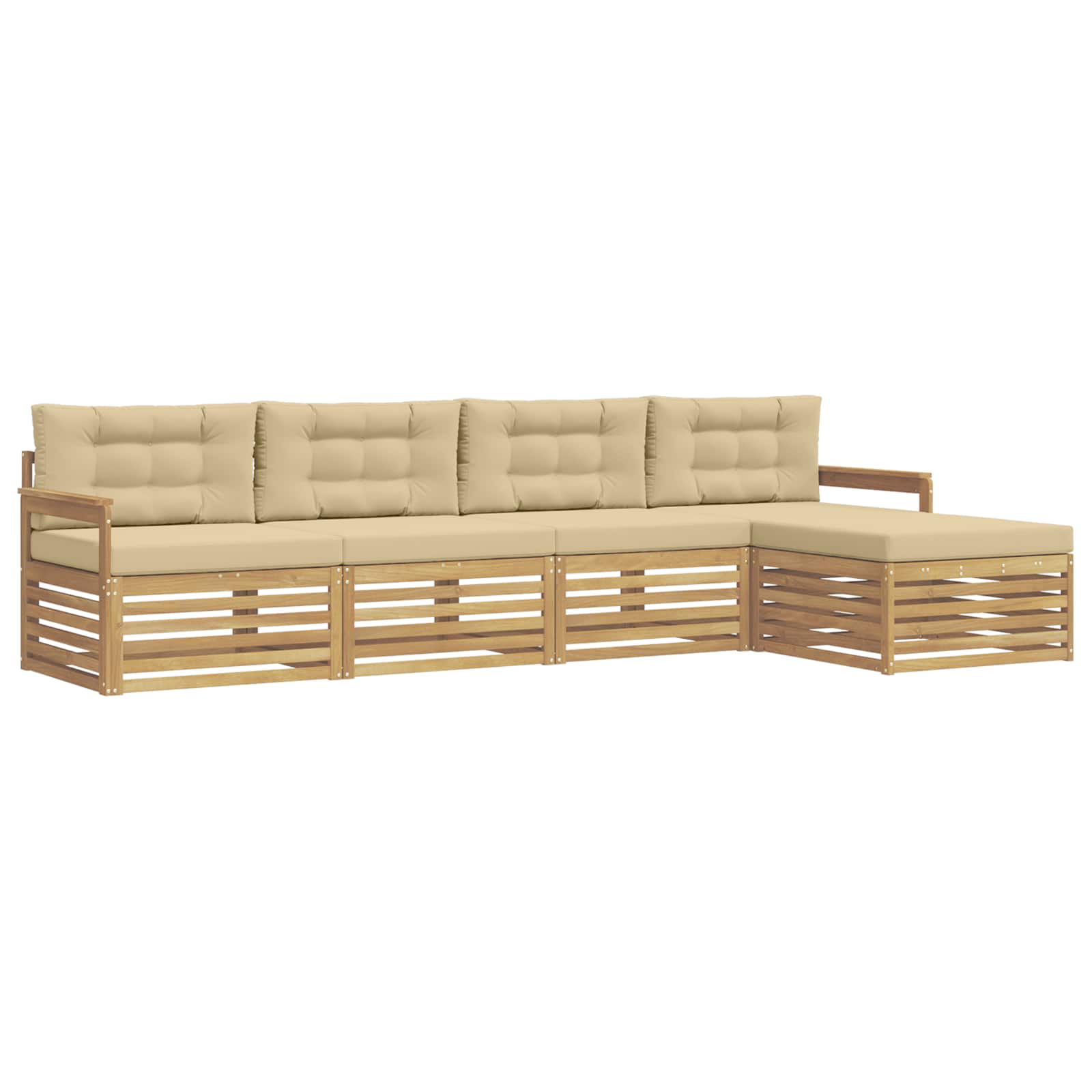 Outdoor-sofagarnitur 5 Stk. Weiß Und Beige 329 X 162,5 X 73 Cm Vidaxl
