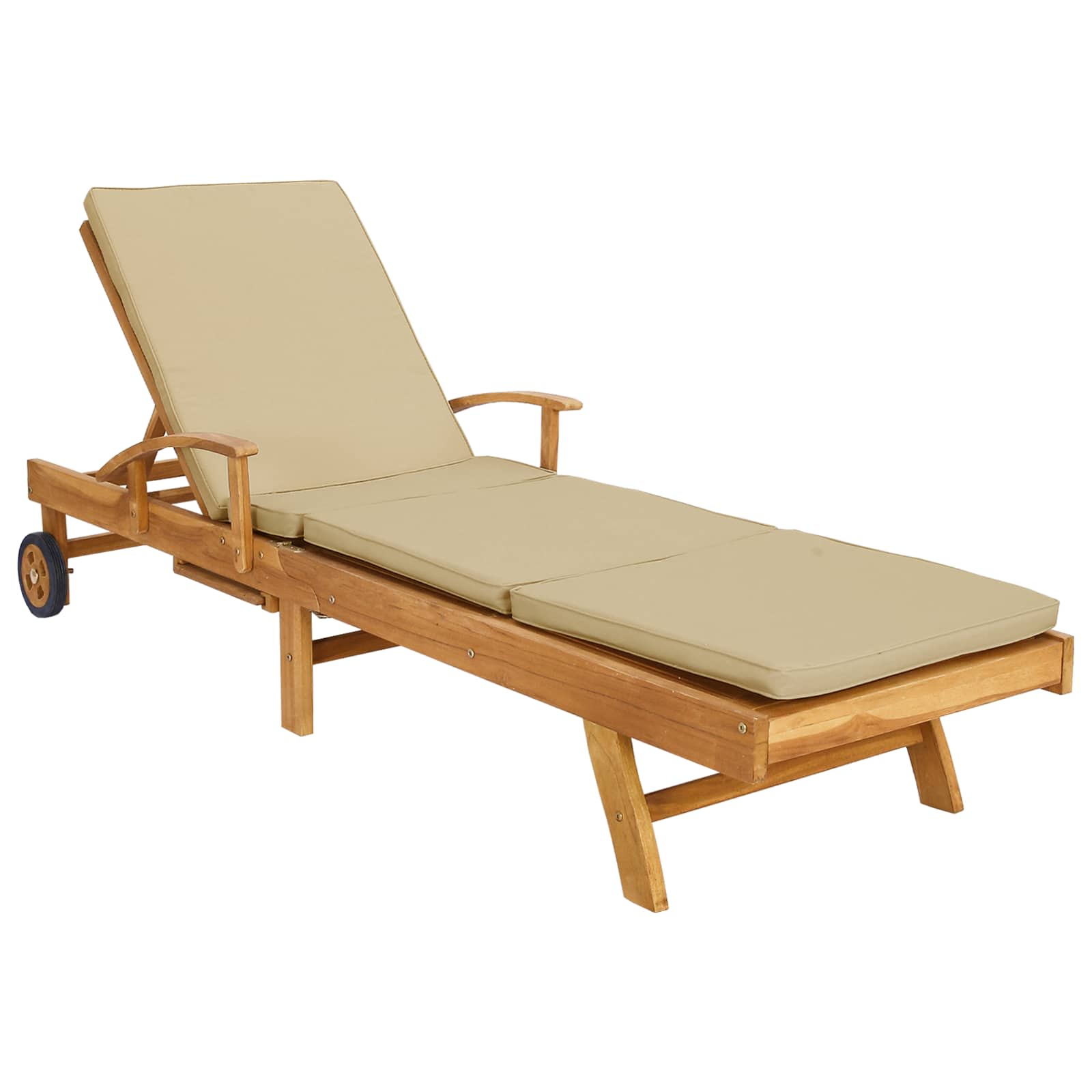 Sonnenliege Mit Kissen Massivholz Teak Brown And Beige Vidaxl