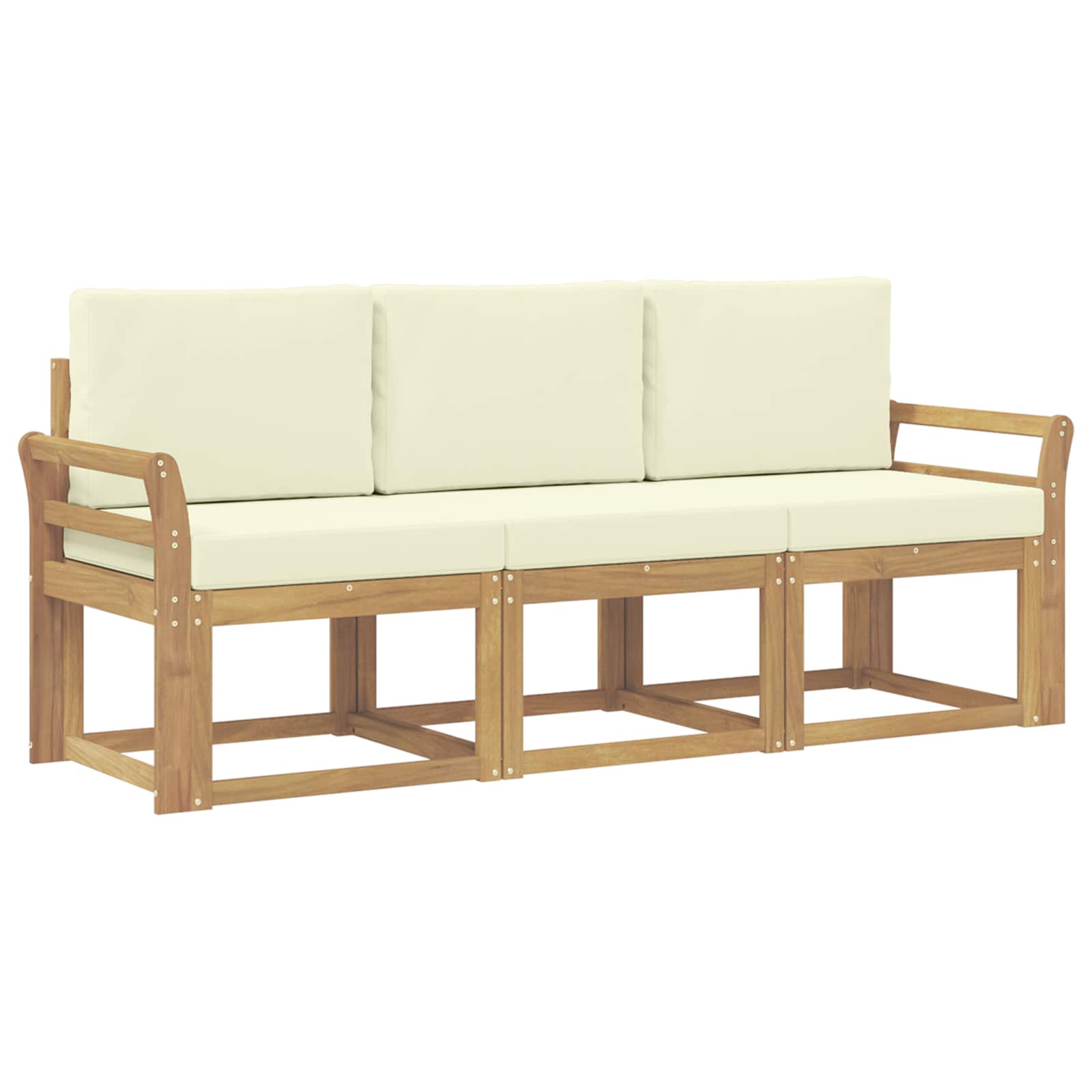 Outdoor-sofagarnitur 3 Stk. Weiß Und Creme 194 X 63 X 73 Cm Vidaxl