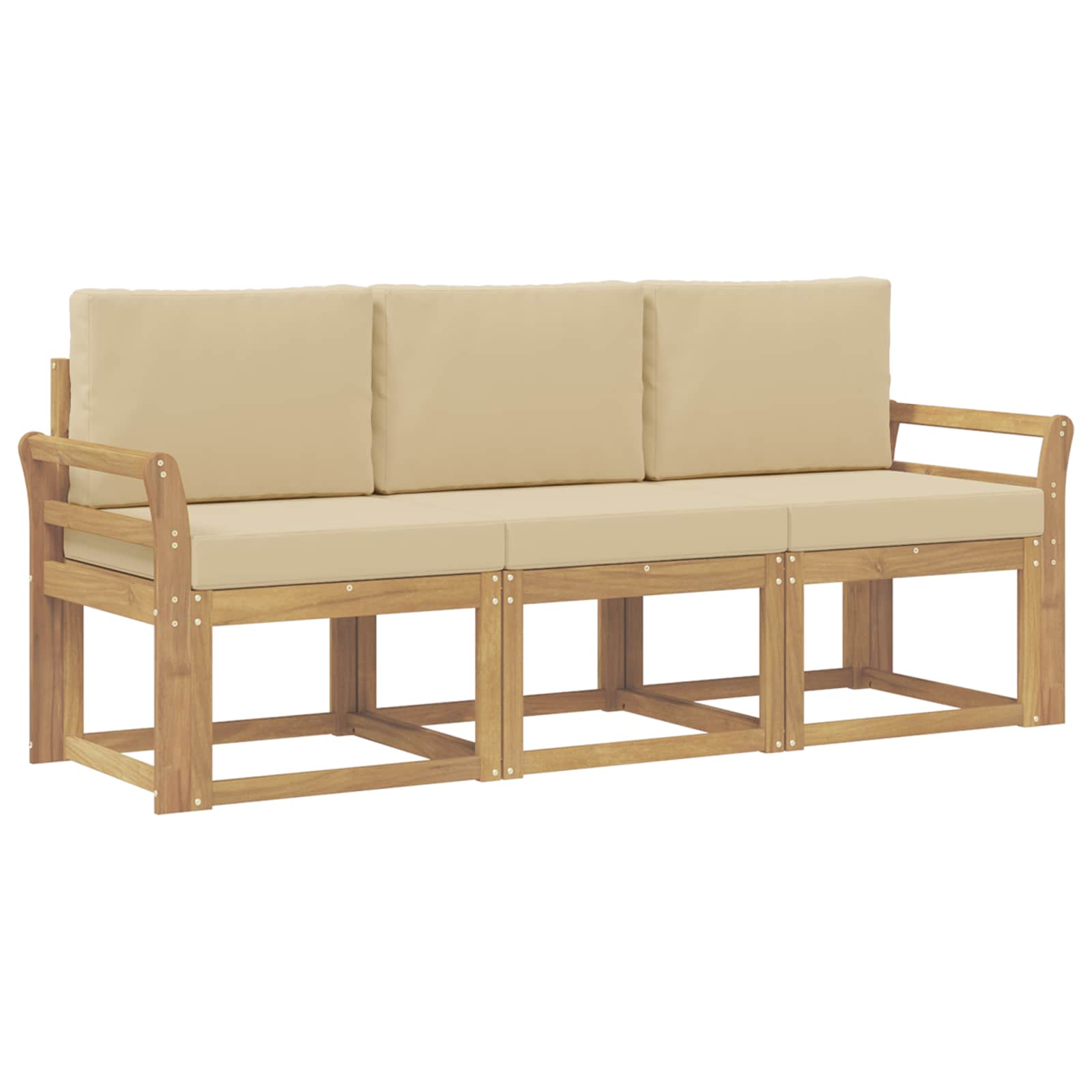 Outdoor-sofagarnitur 3 Stk. White And Beige 194 X 63 X 73 Cm Vidaxl