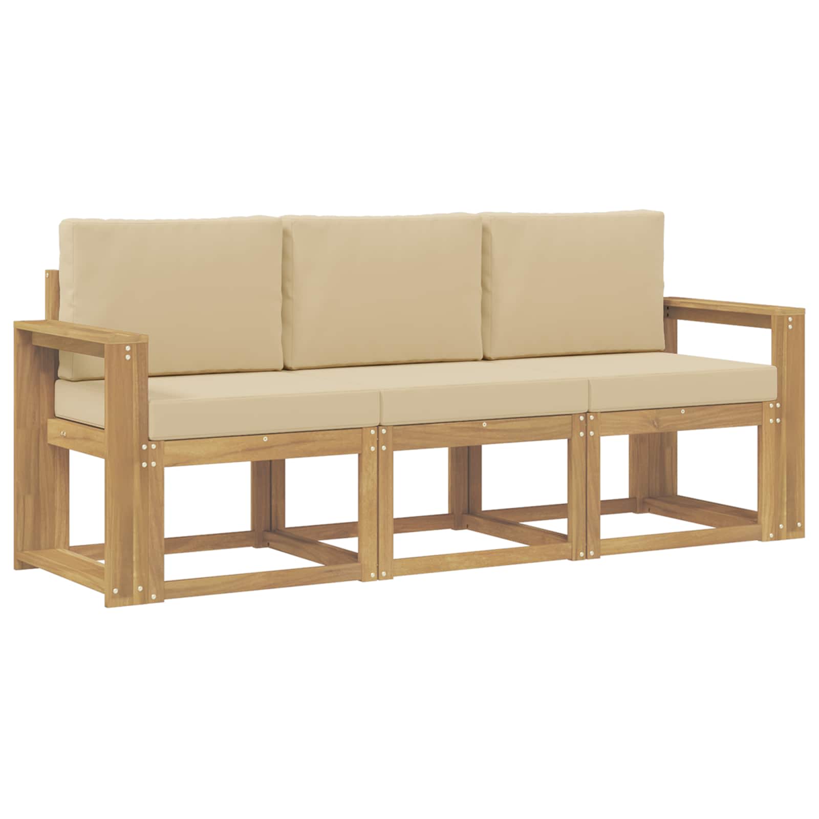 Outdoor-sofagarnitur 3 Stk. White And Beige 197.5 X 63 X 73 Cm Vidaxl