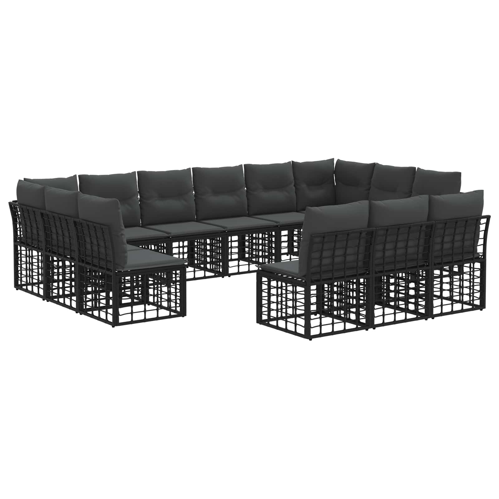 Outdoor-sofagarnitur 13 Stk. 13-sitzer Schwarz Und Dunkelgrau Vidaxl