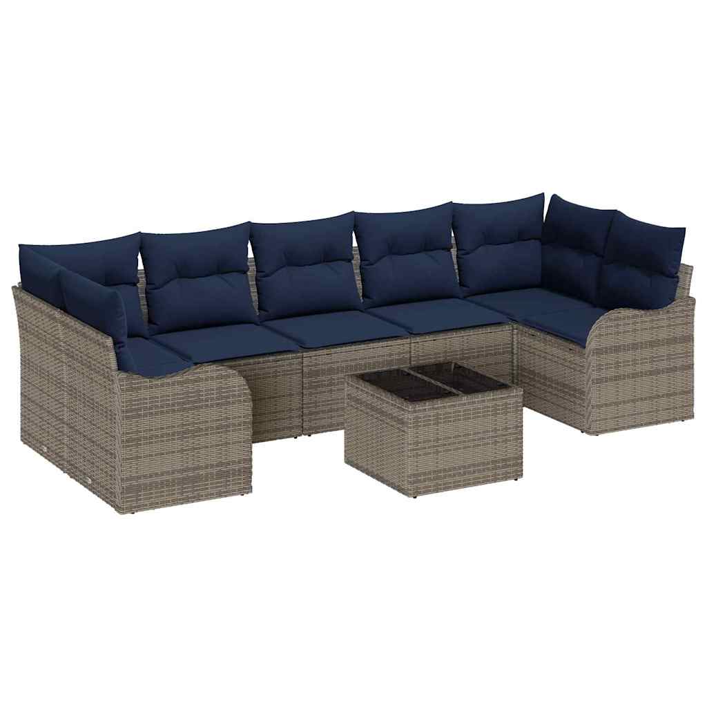 Sofa Set 8 Stk. 7-sitzer Grau Poly-rattan Vidaxl