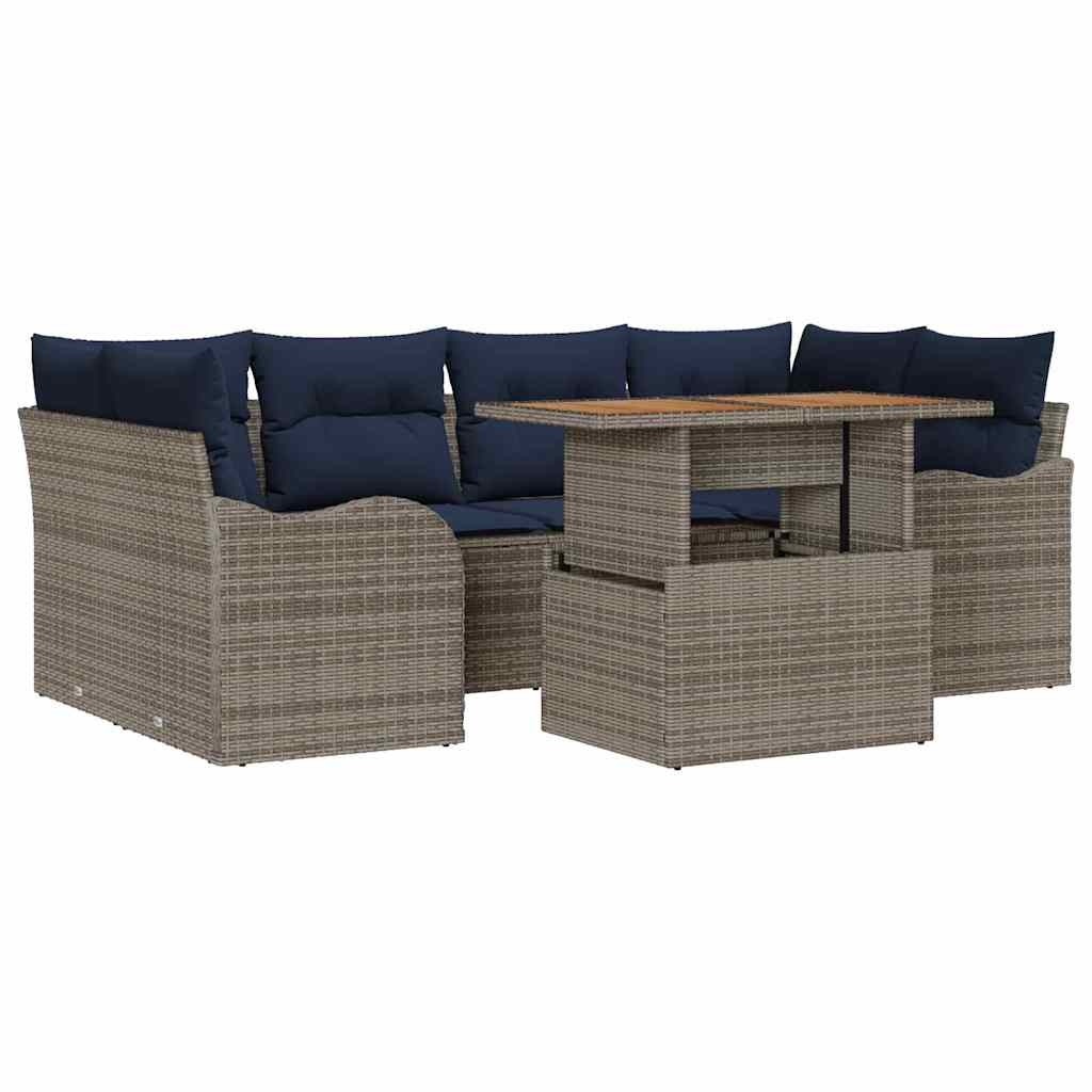 Garten-sofa-set 7 Stk. Grau Und Marineblau 100 X 55 X 73 Cm Vidaxl