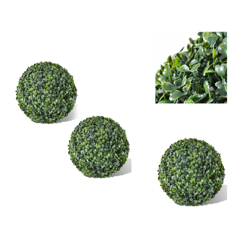 Kunstpflanze Buchsbaum Kugelform 2 Stück 35 Cm - Kunstoffpflanzen - Kübelpflanzens - Gartendekoration - Pflanzen Im Topf - Zierpflanzen