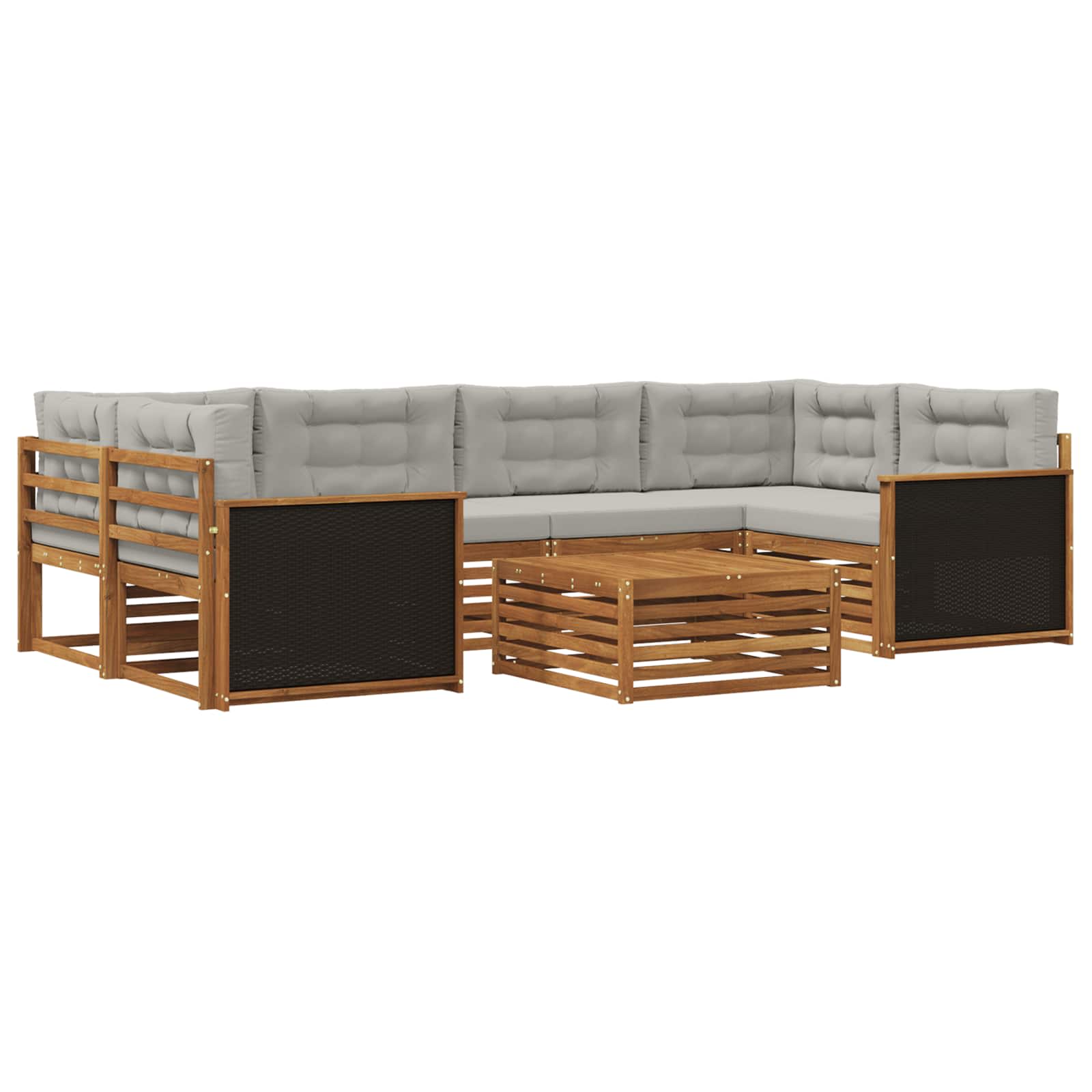 Outdoor-sofagarnitur 7 Stk. Natur Und Hellgrau 79 X 79 X 37 Cm Vidaxl
