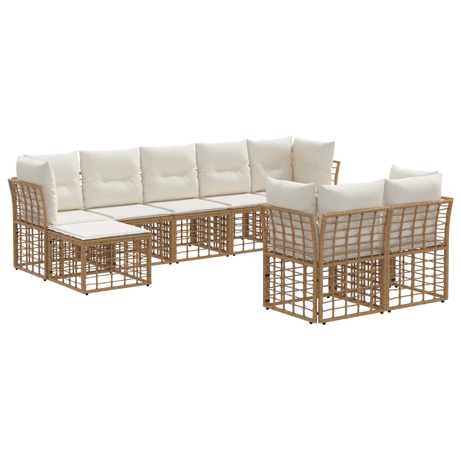 Outdoor-sofagarnitur 8 Stk. 9-sitzer Natur Und Cremeweiß Vidaxl