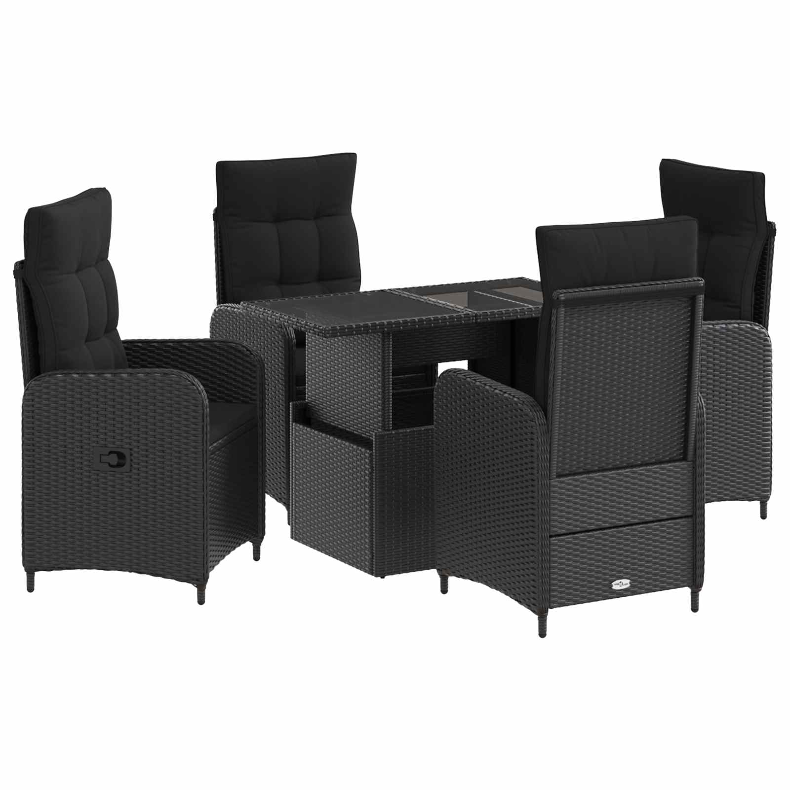 Outdoortisch-set 5 Stk. Schwarz 100 X 55 X 73 Cm Poly-rattan Vidaxl