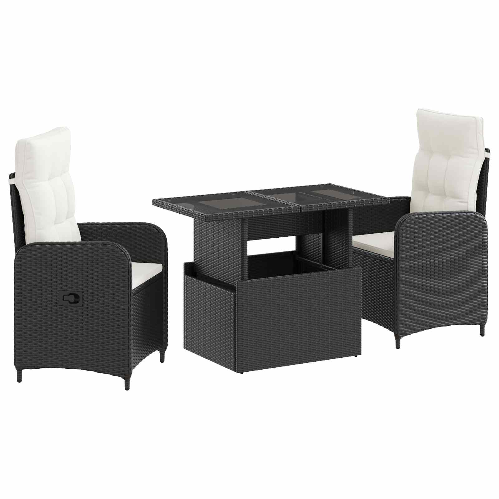 Outdoortisch-set 3 Stk. Schwarz Und Cremeweiß 100 X 55 X 73 Cm Vidaxl