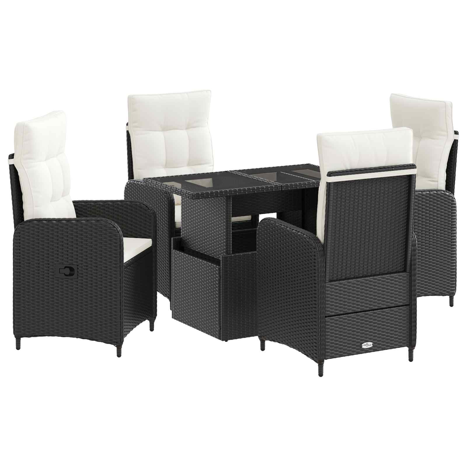 Outdoortisch-set 5 Stk. Schwarz Und Cremeweiß 100 X 55 X 73 Cm Vidaxl