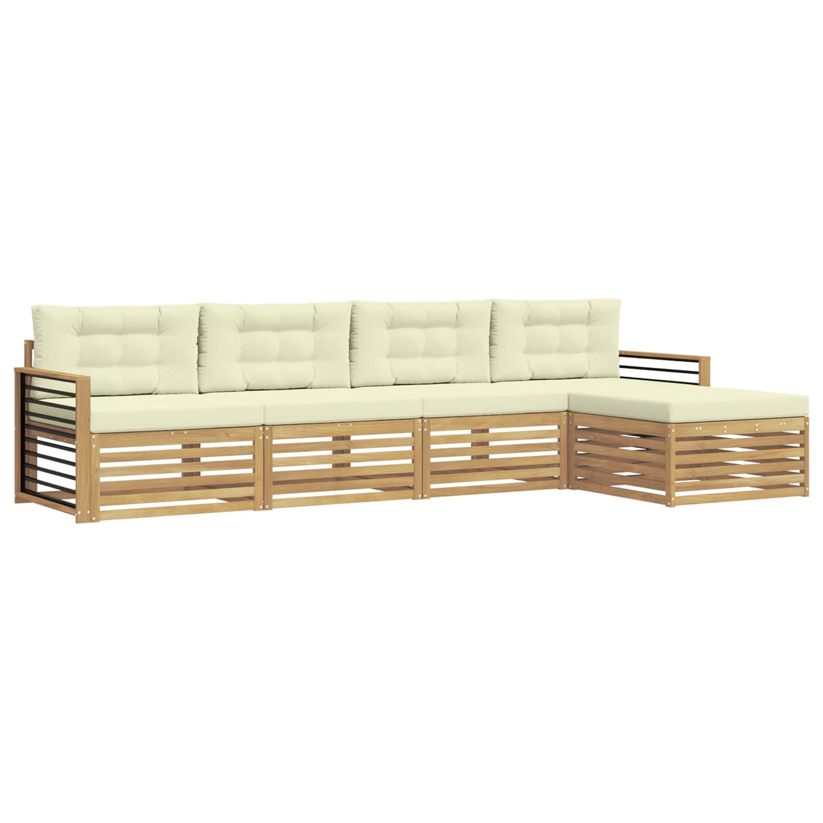 Outdoor-sofagarnitur 5 Stk. Weiß Und Creme 329 X 162,5 X 73 Cm Vidaxl