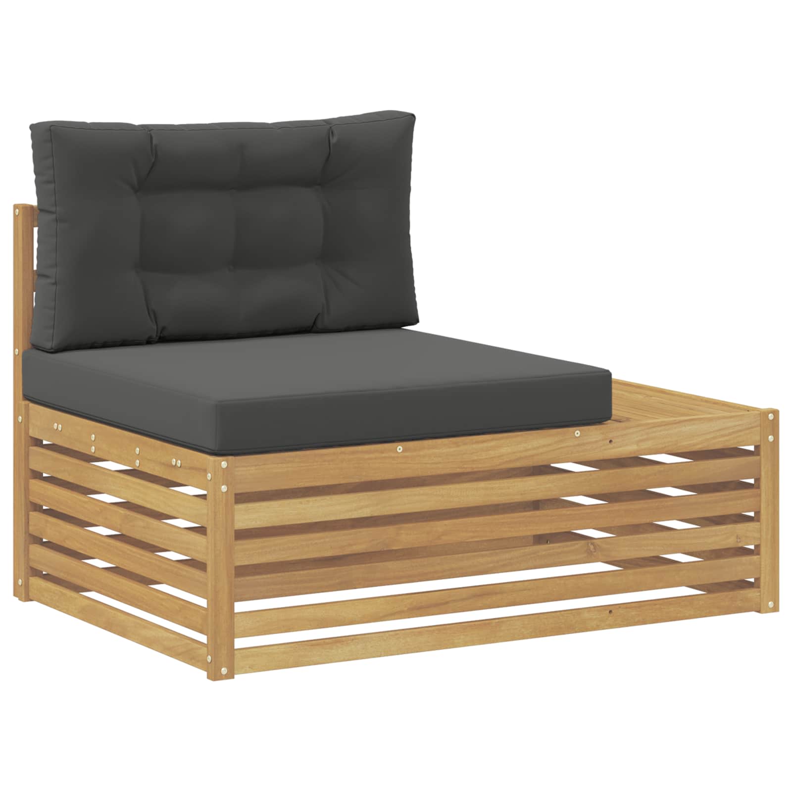 Outdoor End Sofa Massivholz Akazie Whitewash Und Anthrazit Vidaxl