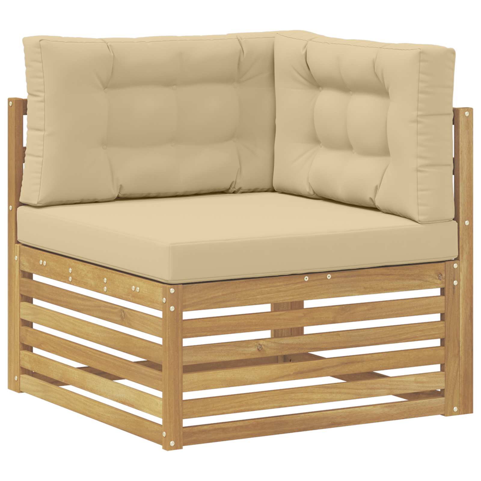 Outdoor Ecksofa Massivholz Akazie Weiß Gewaschen Und Beige Vidaxl