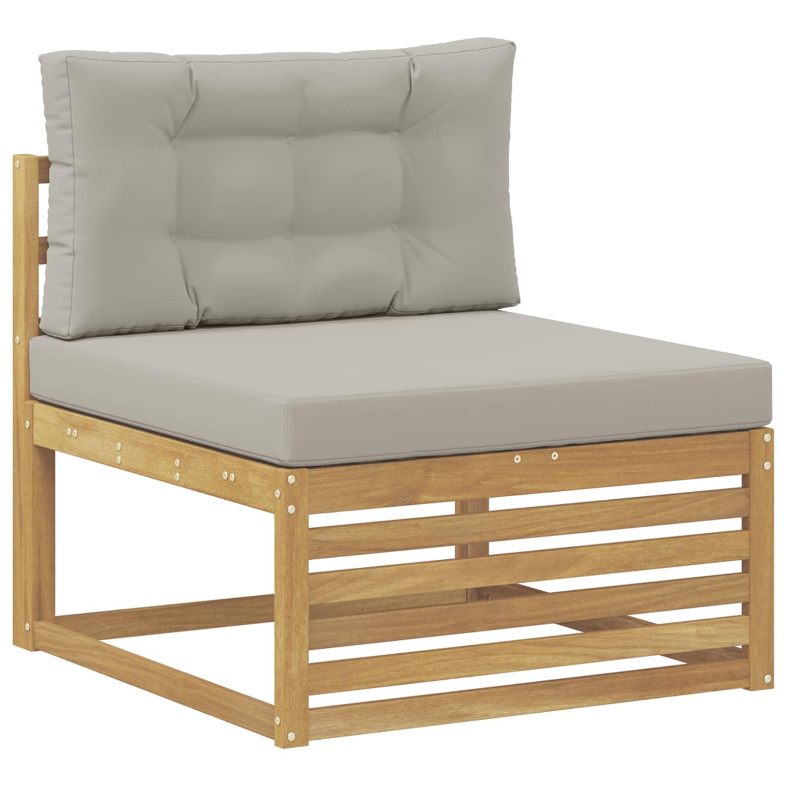 Outdoor Mittelsofa Massivholz Akazie Whitewash Und Hellgrau Vidaxl
