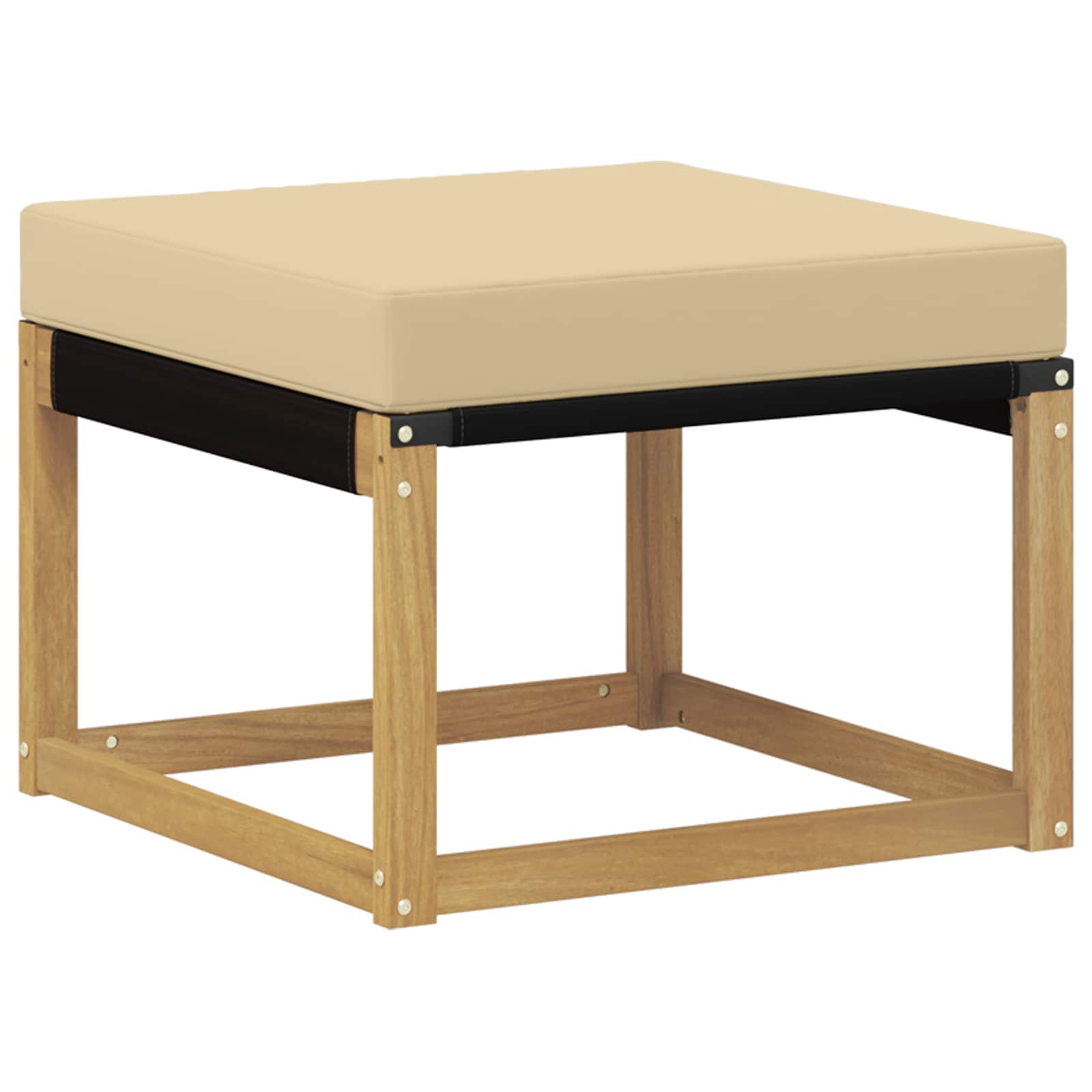 Outdoor-fußhocker Massivholz Akazie Und Textilene Stoff Vidaxl