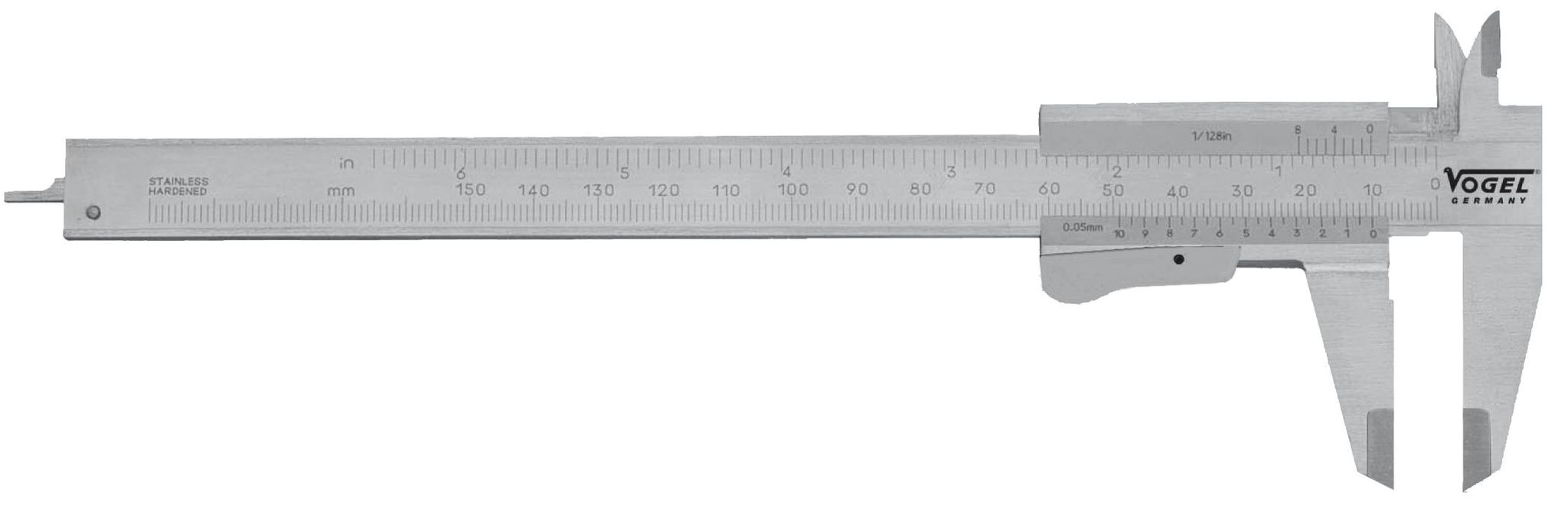Vogel Messschieber, 150 Mm Messbereich, 40 Mm Messbacke, Din 862 Für Linkshänder.