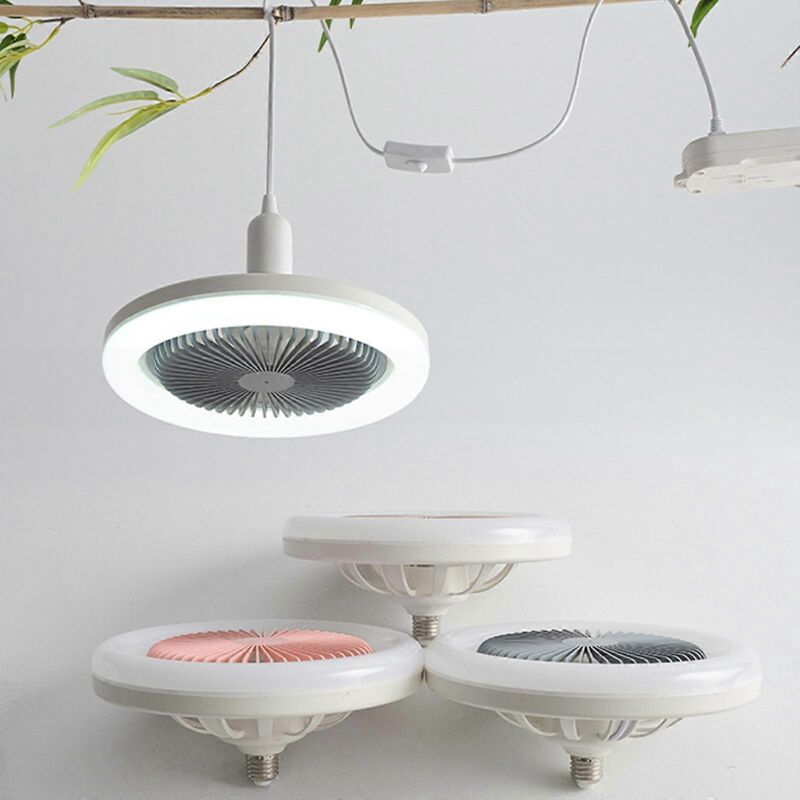 2-in-1-deckenventilator Mit 30-w-e27-led-leuchte, Dimmer, Timer Und Fernbedienung – Eu-stecker – Weiß