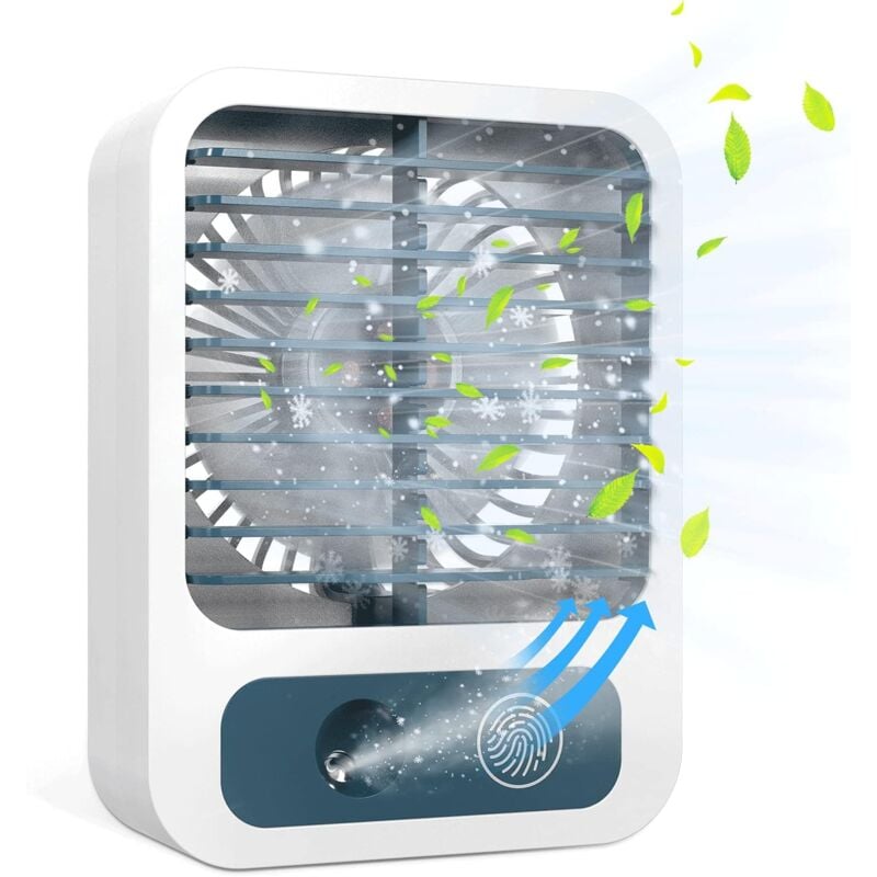Mini-tischventilator, Nebelventilator Mit 60 Ml Wassertank, Wiederaufladbarer Usb-ventilator Mit 3 Geschwindigkeiten, Leiser Ventilator, Ideal Für Zuhause, Büro, Im Freien - Ymyny