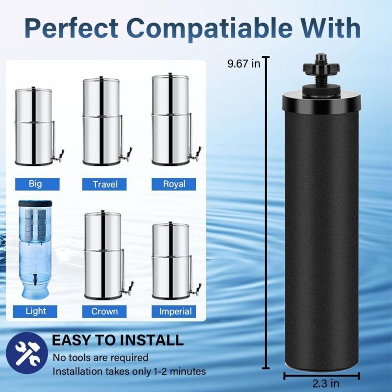 2 Ersatzfilterkartuschen Für Den Berkey Bb9-2 Schwerkraftwasserfilter, Aus Edelstahl Mit Aktivkohle.