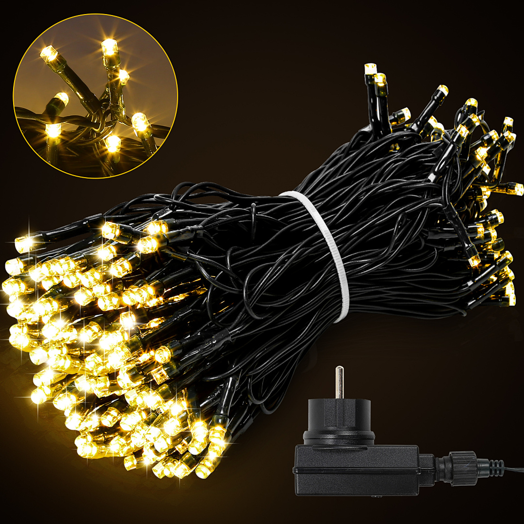 Randaco Lichterkette 20m 200led 8 Lichtmodi Lichterketten Für Party Weihnachten Hochzeit Deko, Warmweiß