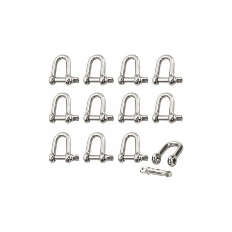 12-teiliges Edelstahl-schäkelset, M4-edelstahlschäkel, Hebeschäkel, D-ring-kettenschäkel, Schäkelbolzen, Schrauböse, Gerader Schäkel, Dichtung, Kettenclip