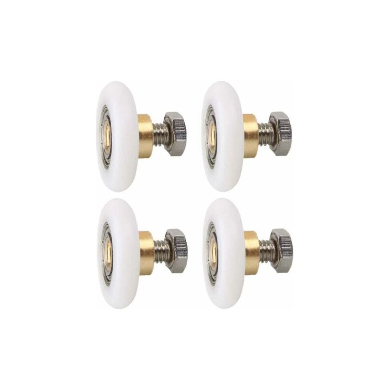 Set Mit 4 Duschkabinenrollen, 23 Mm Ersatzrollen Für Duschtüren, Gerillte Duschkabinenrollen Mit Schrauben, Durchmesser