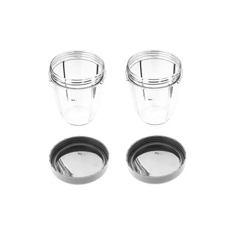 Set Bestehend Aus 2 Bechern (je 530 Ml/18 Oz) Und Ersatzdeckeln Für Nutribullet 600w/900w Mixer.