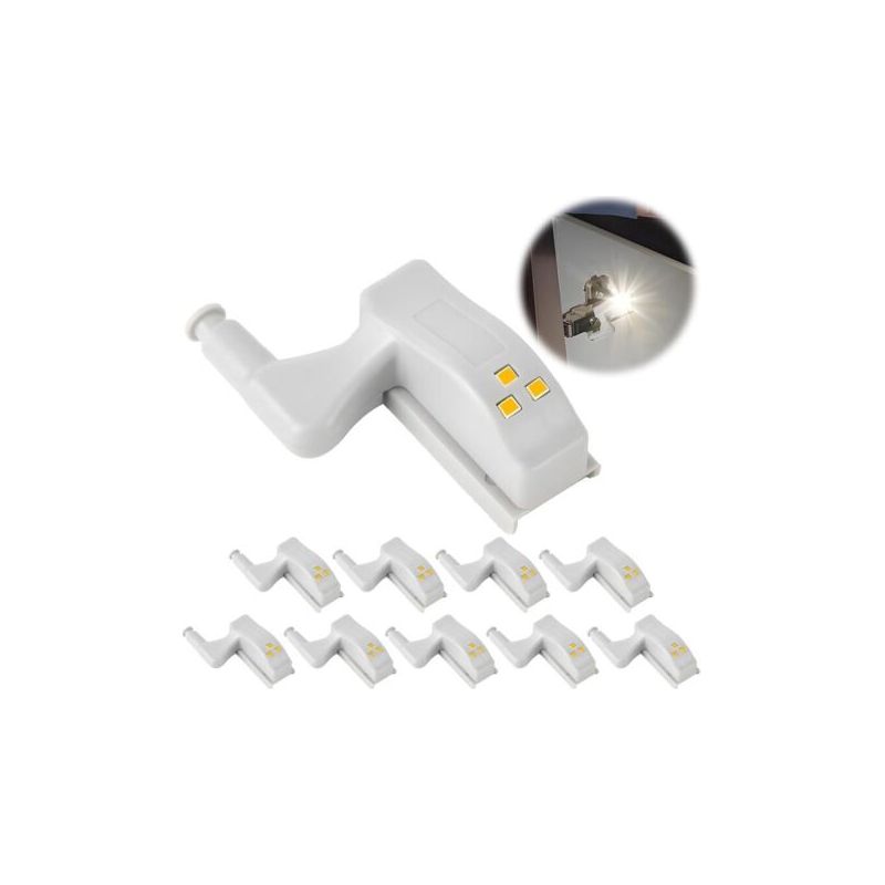10er-pack Led-scharnierleuchten Für Schranktüren, Automatische Sensorbeleuchtung, Kabellose Schrankbeleuchtung.