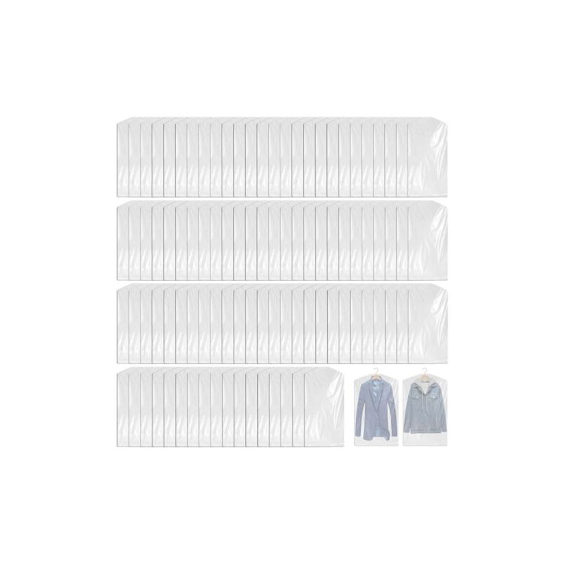 100er-pack Kleidersäcke – Transparenter Kunststoff – Staubdicht – Für Kleider, Anzüge, Jacken, Hemden – 60 X 100 Cm