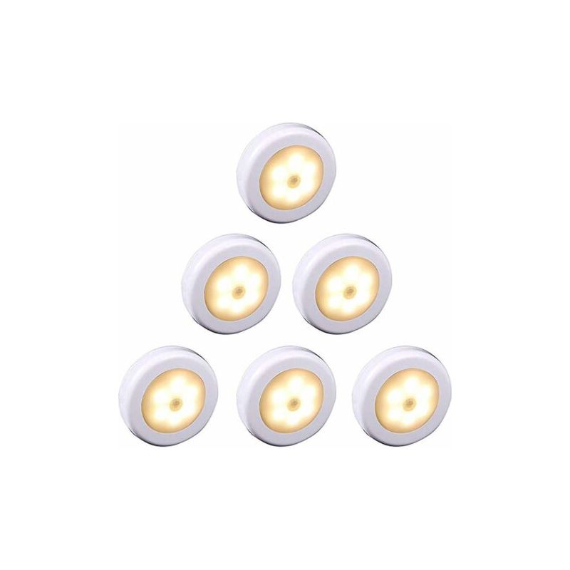 Kabellose Led-bewegungsmelderleuchten Für Kleiderschrank, Treppenhaus, Flur, Küche, Schlafzimmer (6er-pack) (weißes Gehäuse (warmlicht))