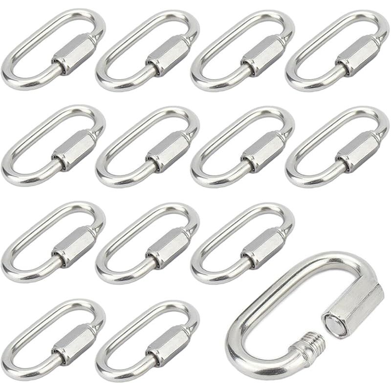 12 Stück M5 Schraubkarabiner, Schnellverschlusskarabiner, Edelstahl 304, Schraubverschlusskarabiner, Befestigungskarabiner Zum Verbinden Von Seilen, Ketten Und Hebezeugen.