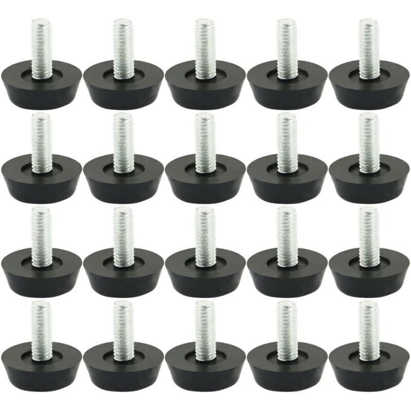 Verstellbare Nivellierfüße M6 X 20 Mm – 20er-pack – Anschraubbare Möbelfüße – Metall Und Kunststoff – Oberflächenschutz – 20 Stück
