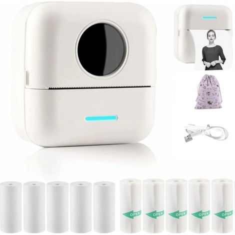 Design Lighting – Mini-fotodrucker, Tragbar, Kabellos – 205 Dpi Thermodruck – 5 Rollen Stickerpapier – Ios-/android-app