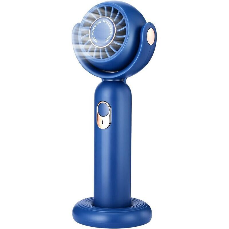 Mini Ventilateur Portable,ventilateur De Poche Vents Forts À 3 Vitesses 130° Rotatif,ventilateur Bureau Avec Base Ventilateur Petit Usb Rechargeable Pour Adulte Enfant Extérieur Intérieur,bleu
