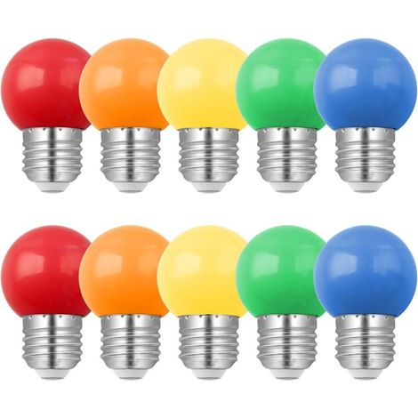 10er-pack E27 1w Led-glühbirnen In Verschiedenen Farben, Entspricht 10w Glühlampen, 1w G45 Energiesparlampen, Mini-globe-glühbirnen, Rot, Grün, Blau, Orange, Gelb Für Hochzeiten, Halloween Und Weihnac