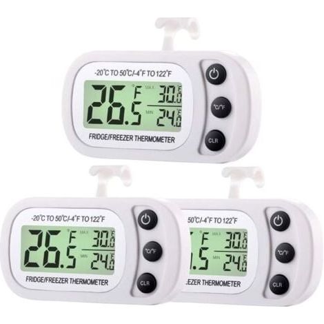 Digitales Kühlschrank-/gefrierschrankthermometer, Kühlschrank-/raumthermometer, Wasserdichtes Raumtemperaturthermometer Mit Max/min-aufzeichnungsfunktion, Großes Lcd-display (3)