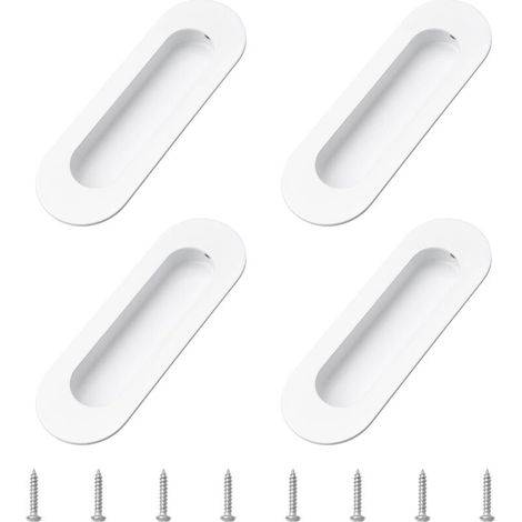 Set Mit 4 Flächenbündigen Schrankgriffen, Warmweißer Ovaler Edelstahlknopf Mit Schrauben, Aufputzmontage, Integrierter Griff Für Schubladen Und Schiebetüren.