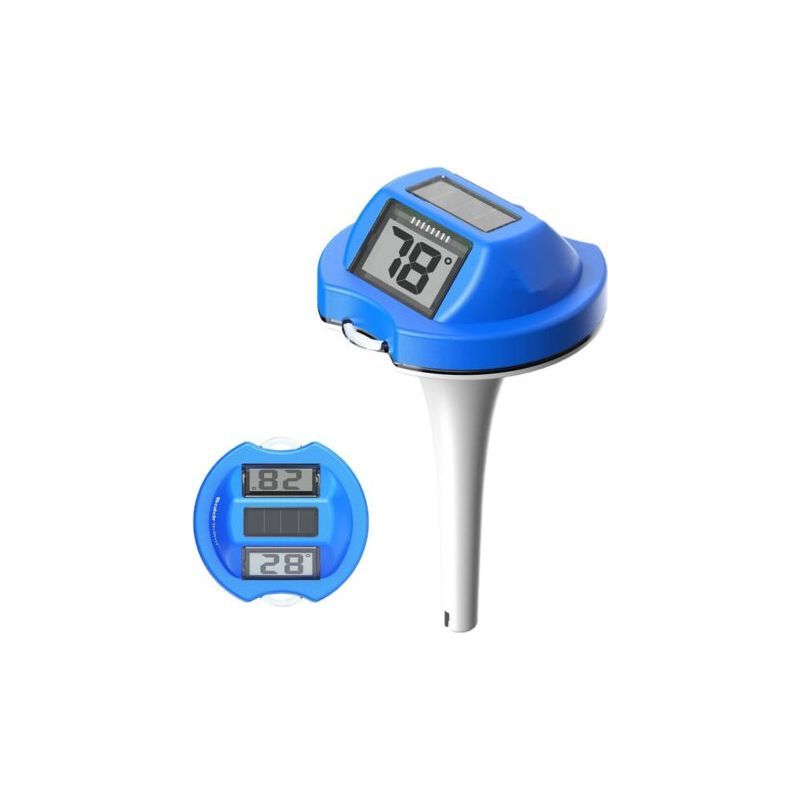 Schwimmendes Poolthermometer Mit Zwei Gut Ablesbaren Bildschirmen Und Digitalanzeige, Ip68 Wasserdicht, Solarbetrieben, Dunkelblau.